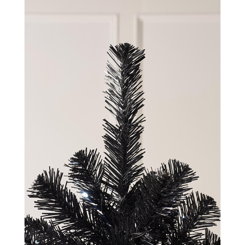 6' H Lighted Artificial Christmas Tree, Cool White, Black