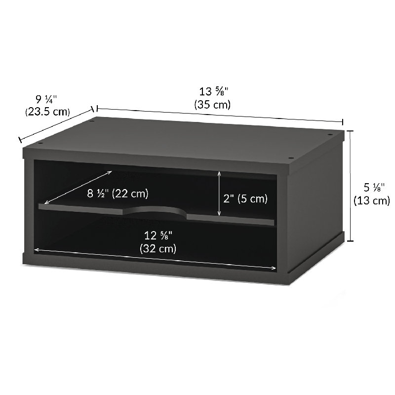 Logan Stackable 2-Tier Paper Organizer and Monitor Stand, Black