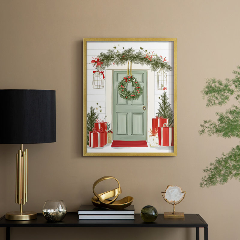 «Christmas Holiday Art CCLXII», reproduction d'art encadrée - bois massif, H 30 po x l 24 po, Doré