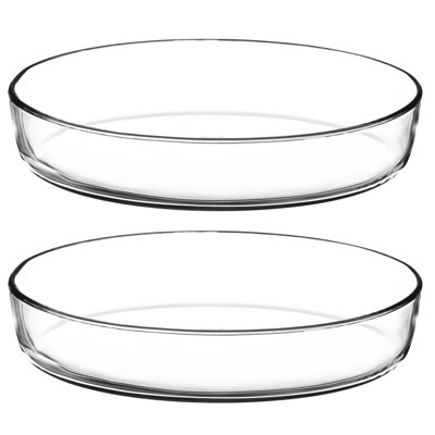 Pasabahce Oval Glass Stainless Steel 2 Piece Ramekin Baker Bakeware Set
