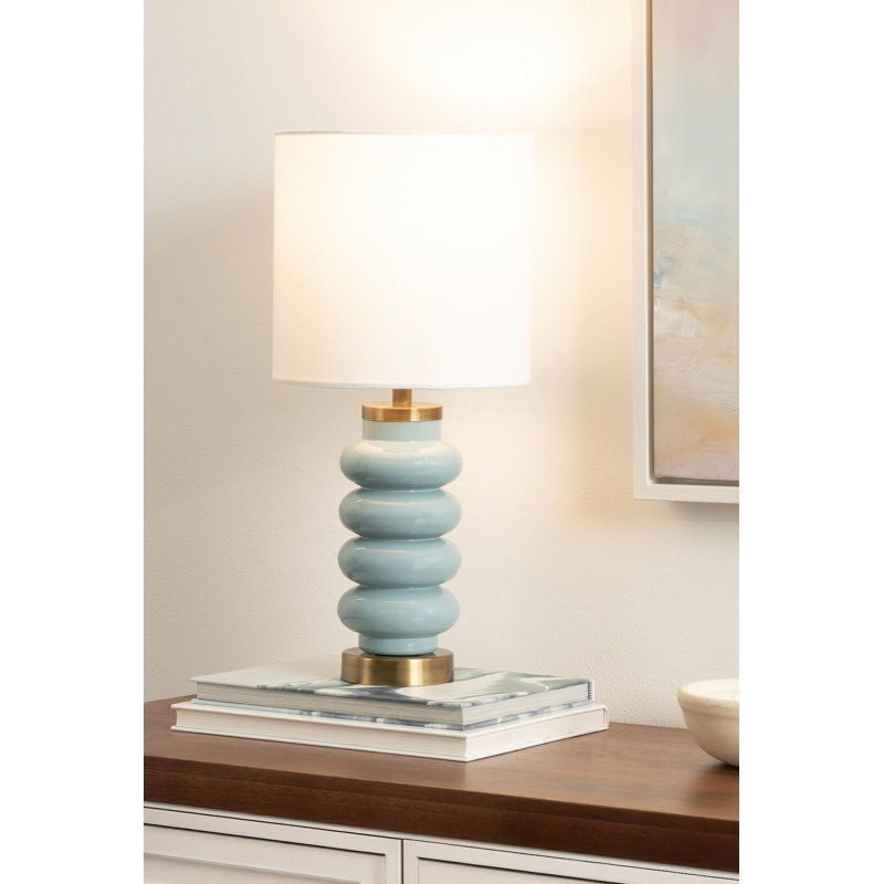 Modern Glass Bedside Table Lamp, Blue/Gold