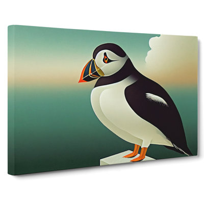Pleasant Puffin Bird - Wrapped Canvas