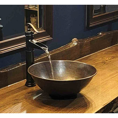 Lavabo vasque rond en cuivre 14 po, robinet à pompe 13 po inclus