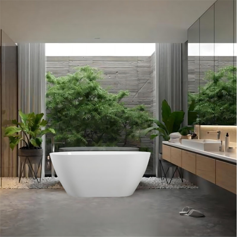 63'' x 28.39'' Freestanding Soaking Acrylic Bathtub