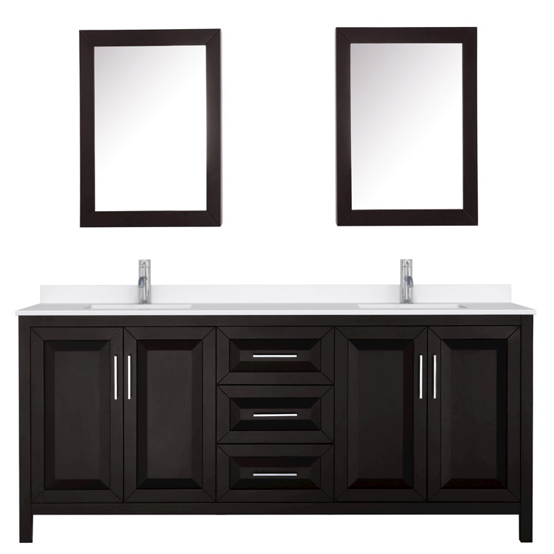 Daria 80'' W Vanity, Giotto Quartz, Brown, Polished Chrome