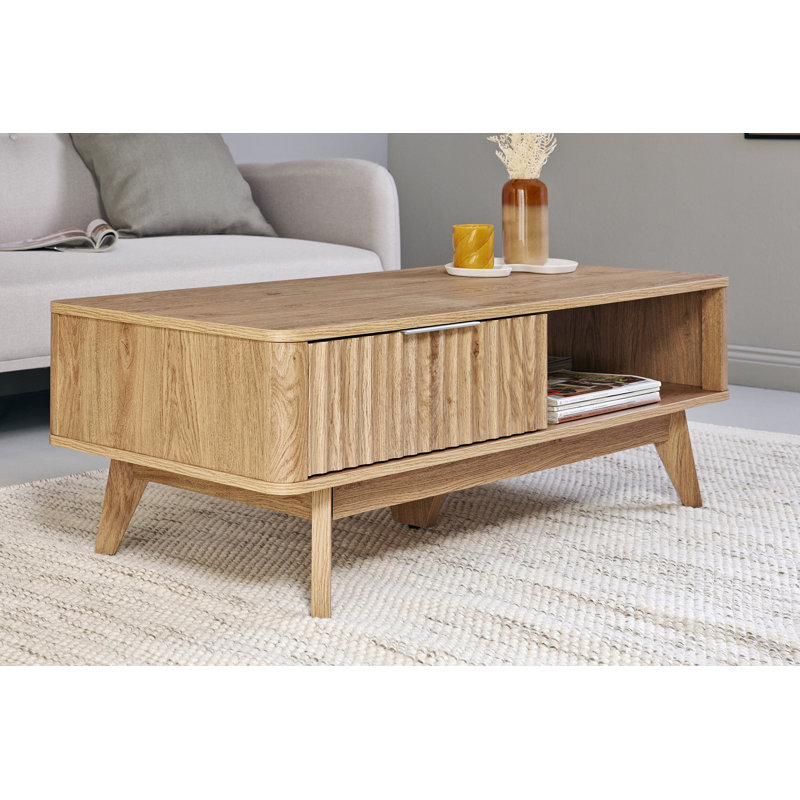 Cearlait 43,3" Coffee Table 1 Drawer, Brown