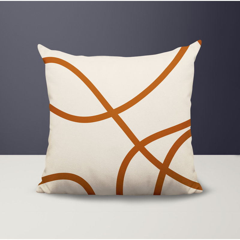 Oreiller carré réversible intérieur / extérieur Vie Abstract, H 19 po x l 19 po, Orange brûlé