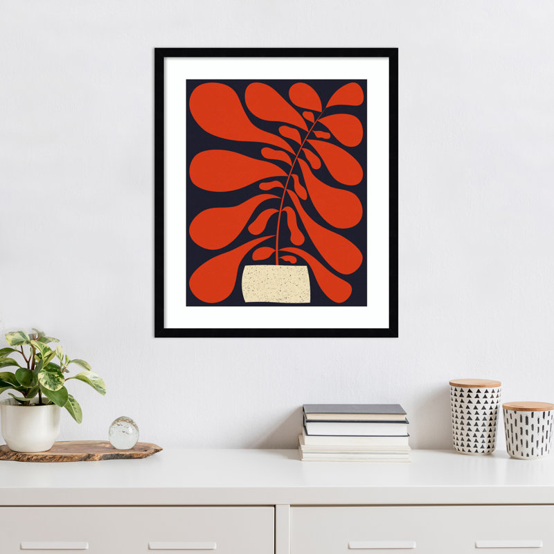 «Lazy Plant No 1» par Alisa Galitsyna, reproduction d'art encadrée sur bois, Noir, H 25 po x l 21 po