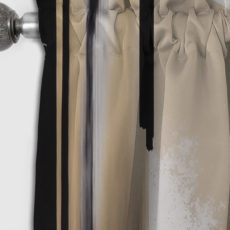 Rideau occultant abstrait noir, blanc et doré Expression IV - 1 panneau, L 52 po x L 95 po