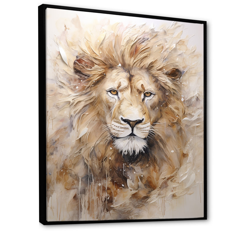 «Powerful Lion S Stare Portrait IV», reproduction, H 20 po x l 12 po x P 1 po, Cadre flottant noir