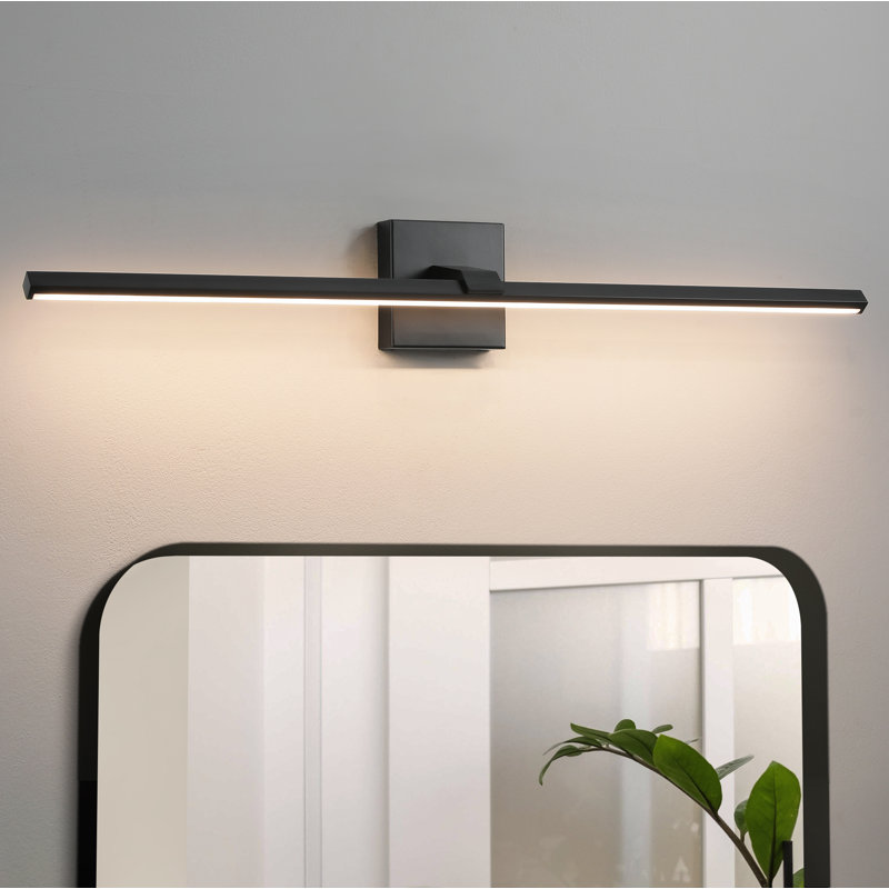 Barre lumineuse DEL 32 po 5CCT à intensité variable pour salle de bain, Noir mat