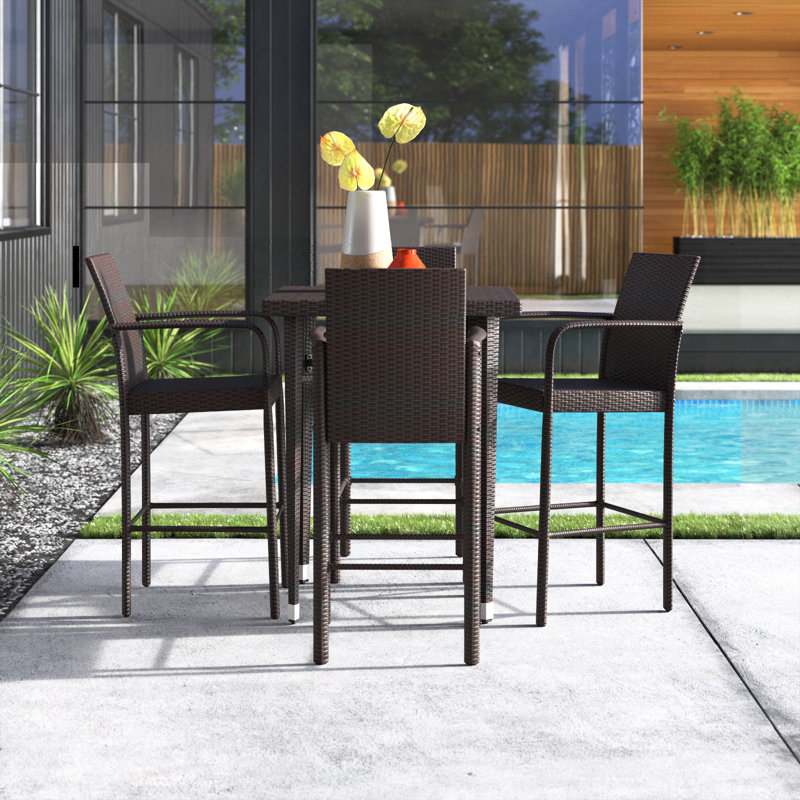 Arnfried 4 - Person Wicker Patio Dining Set with Square Table