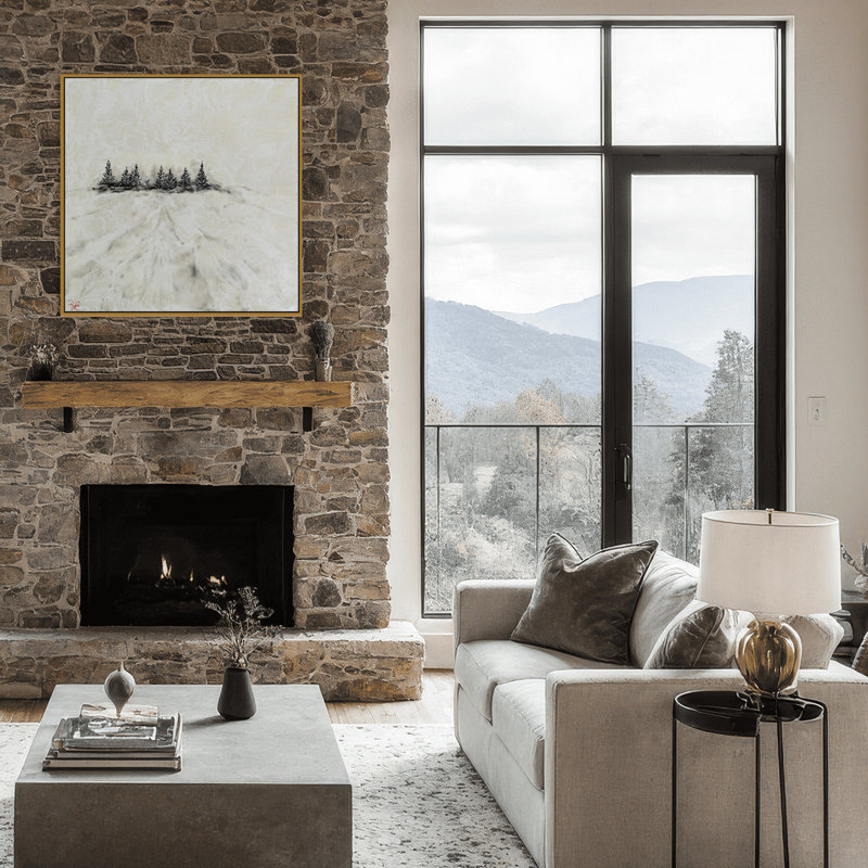 Nature Inspired "Frosted Horizon" Canvas Wall Art By , 20" H x 20" W, Framed Canvas, Brown