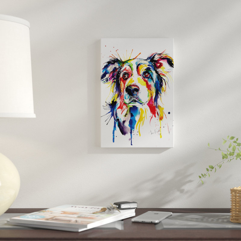 « border collie », impression sur toile, H 18 po x l 12 po x P 1,5 po, Pas de tapis, Toile tendue