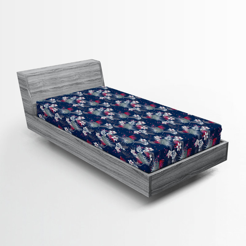 Drap-housse Ambesonne Hibiscus, Drap-housse de taille simple