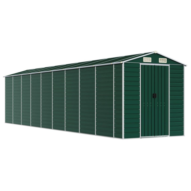 Grande remise en acier galvanisé Vidaxl, H 78 po x l 318,9 po x P 75,2 po, Vert