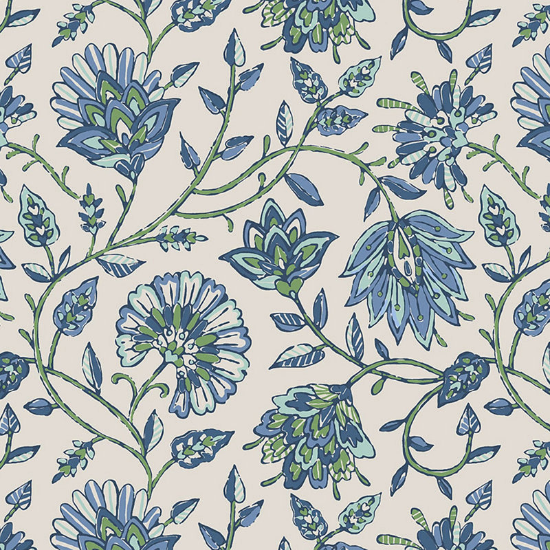 Joules Trailing Indienne Floral Wallpaper, Blue