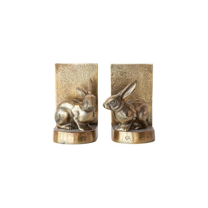 Cast Aluminum Rabbit Bookends