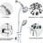 7-Setting Shower - Stainless Steel Slide Bar , 5" Abs Showerhead, 1.8 Gpm, Dual Head, Wall Mounted 7 Function Mounted, , Drill--121169402