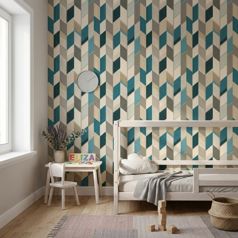 Papier peint moderne abstrait Mid-Century, Peel and Stick