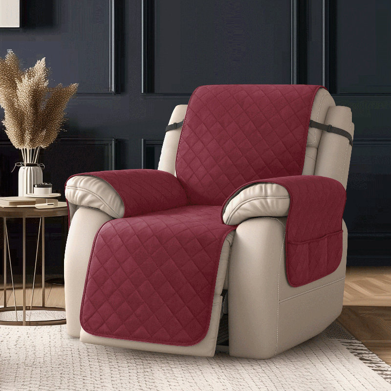 Housse matelassée et réversible pour fauteuil inclinable, Rouge vin, Grand H 91 po x l 28 po x P 22 po