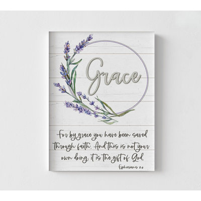 «Grace» par Susie Boyer, affiche Éphésiens 2: 8, impression de God Grace, citation de la Bible, œuvre d'art floral rustique, art mural de salon champêtre