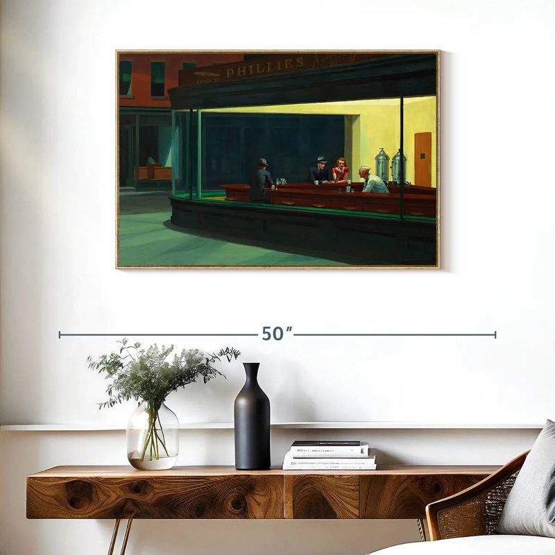 Nighthawks, Cadre flottant en bois naturel, 37 po x 25 po
