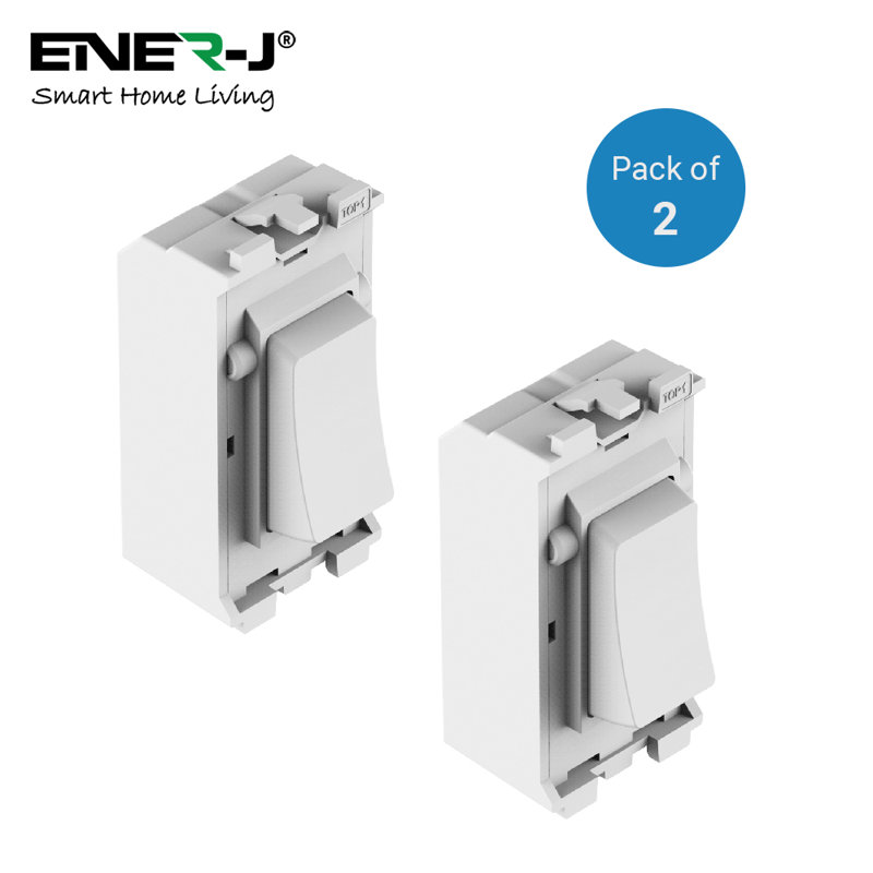 Ener - J Wireless Kinetic 1 Gang Grid Switch Pack of 2 No Battery RF433Mhz White