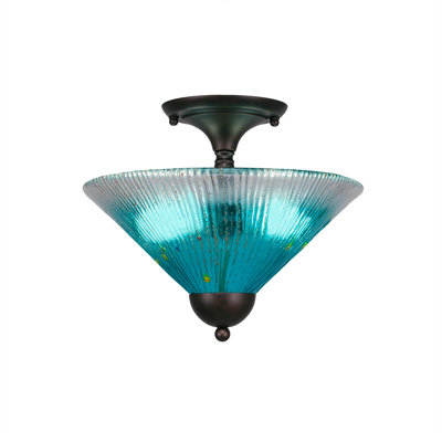 Semi-Flush 2 Bulbs With 12" Glass