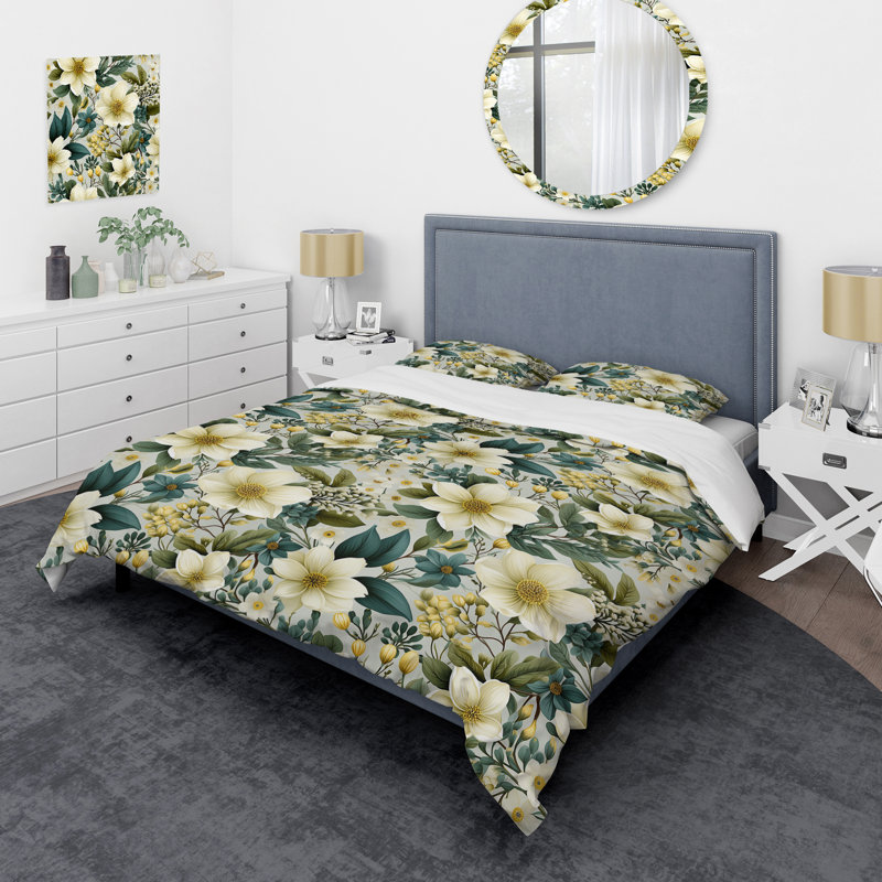 Ensemble de housse de couette Botanical Bliss, Housse de couette pour très grand lit et 2 très