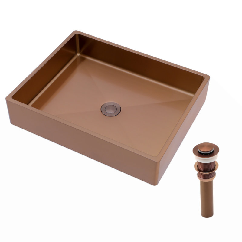 Lavabo sur pied en acier inoxydable avec lavabo escamotable pour salle de bain, Cuivre