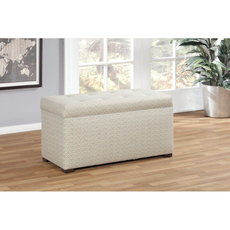 Banc de rangement rembourré Birney, Lasso blanc / taupe