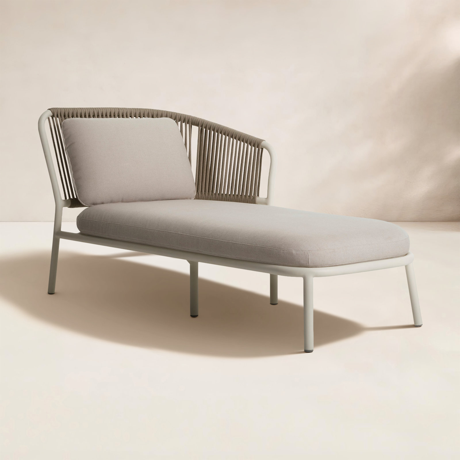 Mate 32'' Outdoor Powder Coated Aluminum Chaise Lounge, Linen Sunbrella®