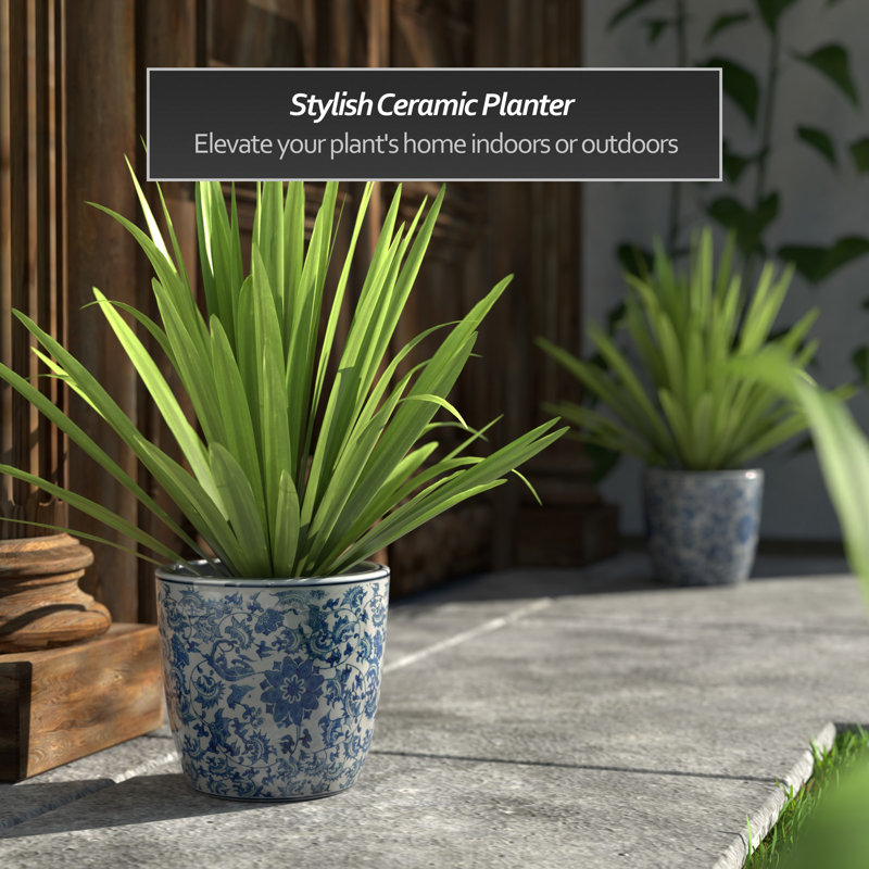 Ceramic Planter, 7.50" H x 8" W x 8" D