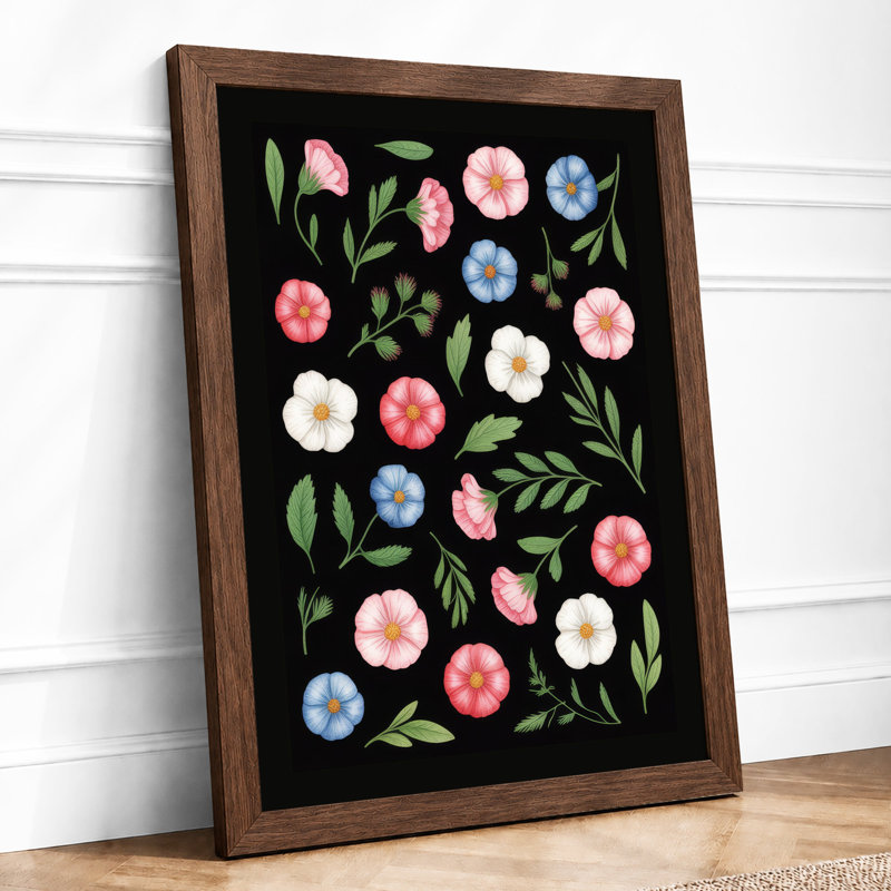 Scattered Blooms Botanical - Framed Print, Walnut, A1 - 84.1 x 59.4 cm
