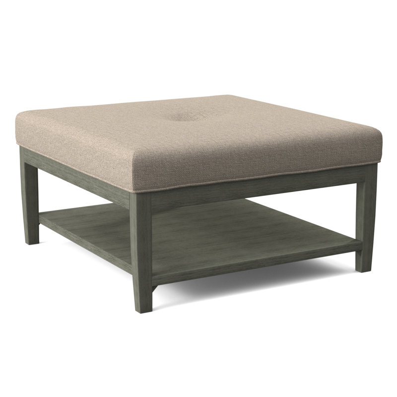 Hammond Square Ottoman, Antique Black Finish, Eggshell Crypton Performance; 0884-93