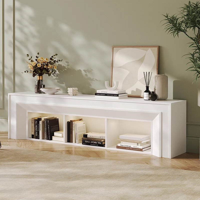 Foyer blanc en bois manufacturé, H 23,62 po x l 78,74 po x P 12,6 po, Blanc