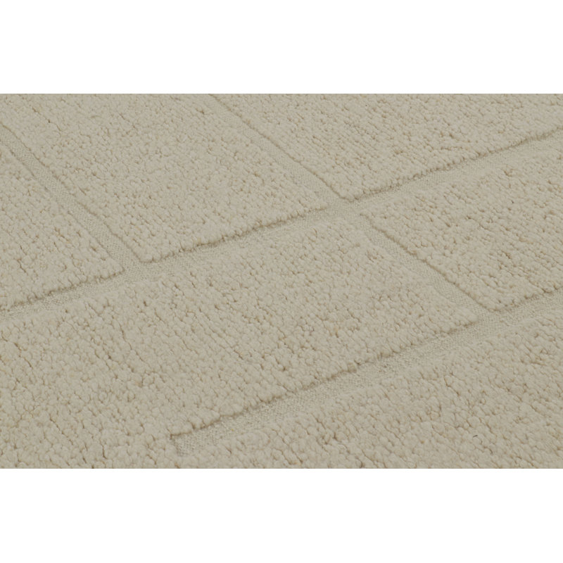 Rug & Kilim’S Contemporary Rug In Cream White With High-Low Geometric Patterns