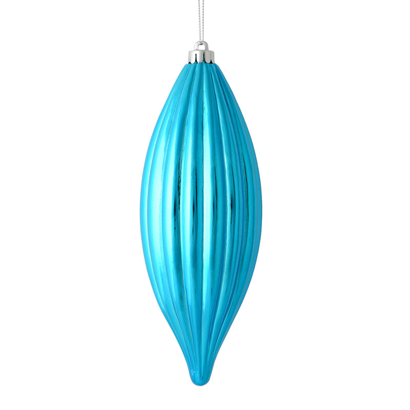 Ornement en forme de fleuron 8 po nLine, Turquoise brillant