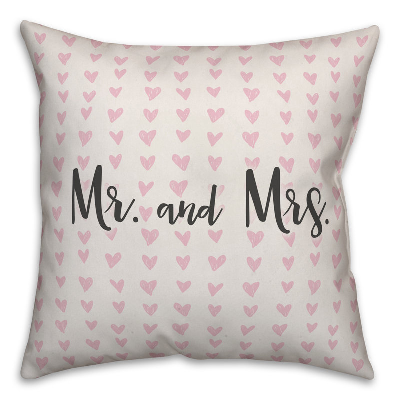  Coussin décoratif à motif M. et Mme en cœur, Coussin décoratif