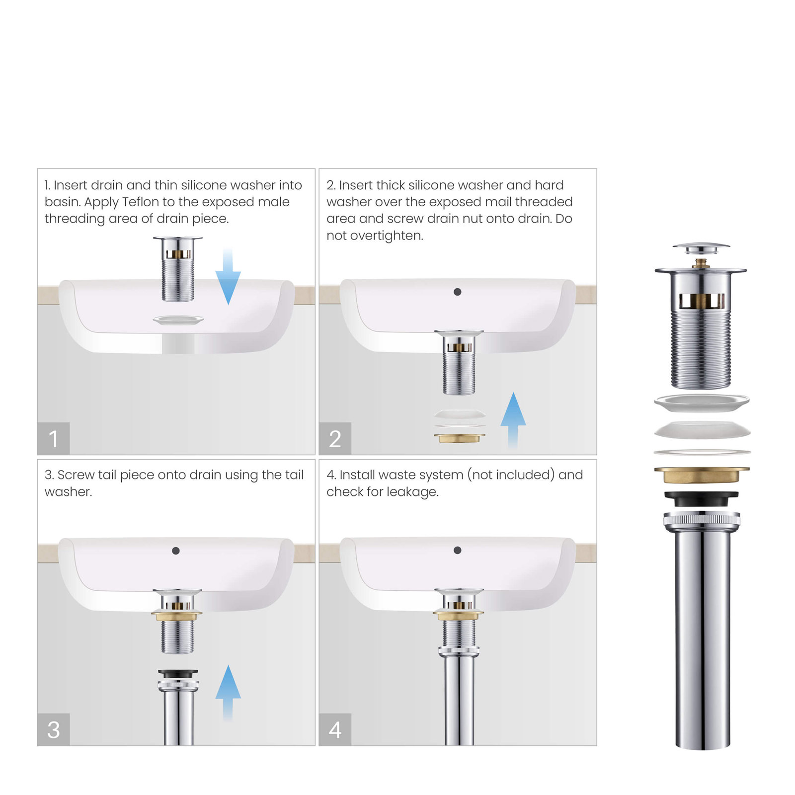 Circular Single-Hole Bathroom Faucet, Chrome, Drain Assembly Included