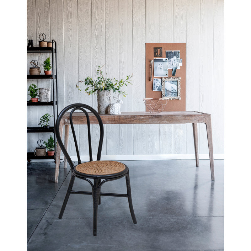 Ensemble de 2 chaises de salle à manger en rotin noir 15,5 x 20,5 x 35,5 po