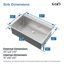Évier de cuisine en acier inoxydable, 33 po x 22 po, lavabo sur pied fait à la main en gris foncé, avec drain et crochet standards américains