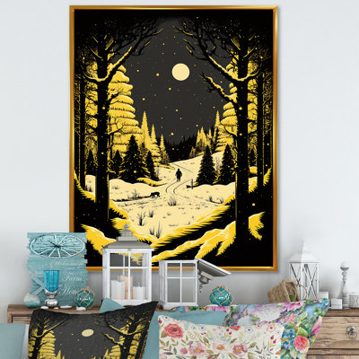 Hiver, arbres dans la forêt de montagne enneigée II - Paysage, décoration murale forêt