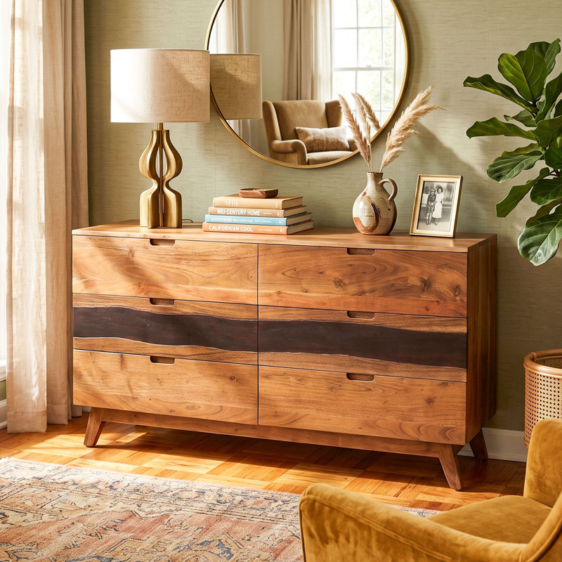 Commode prémontée 59 tiroirs 59 po Mid-Century