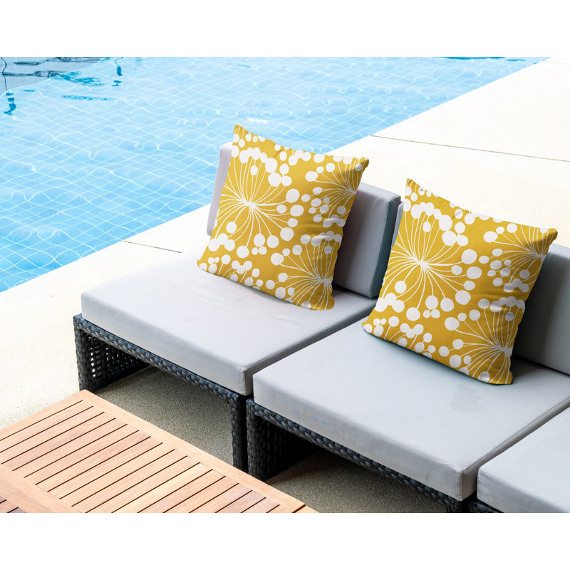 Housse et insert de coussin décoratif intérieur / extérieur en mélange de polyester, L 19 po x H 19 po, Jaune