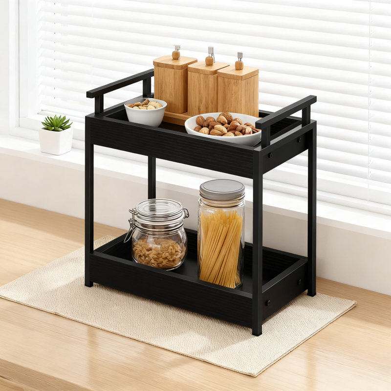 Organisateur de comptoir à 2 niveaux, tablette de meuble-lavabo pour le maquillage, plateau de rangement peu encombrant pour comptoir de lavabo, conception en bois rustique