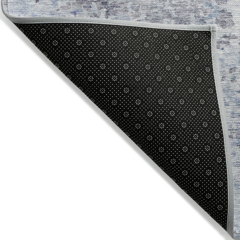 Tapis extérieur lavable abstrait gris anthracite et ivoire 9 pi x 12 pi bleu ciel