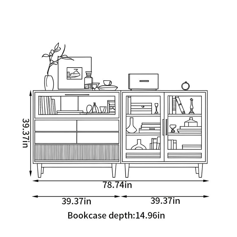 Small size combination bookcase