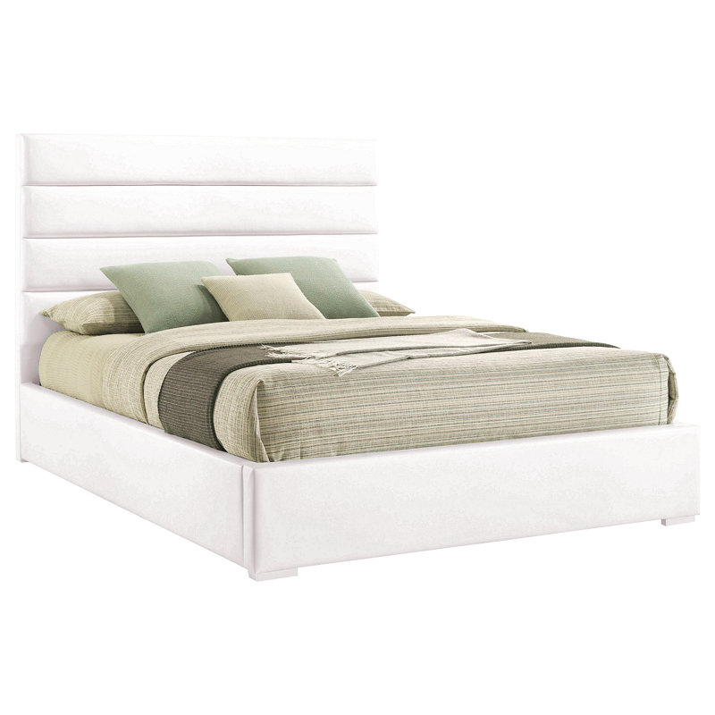 Dulcey White Upholstered Queen Platform Bed, Queen